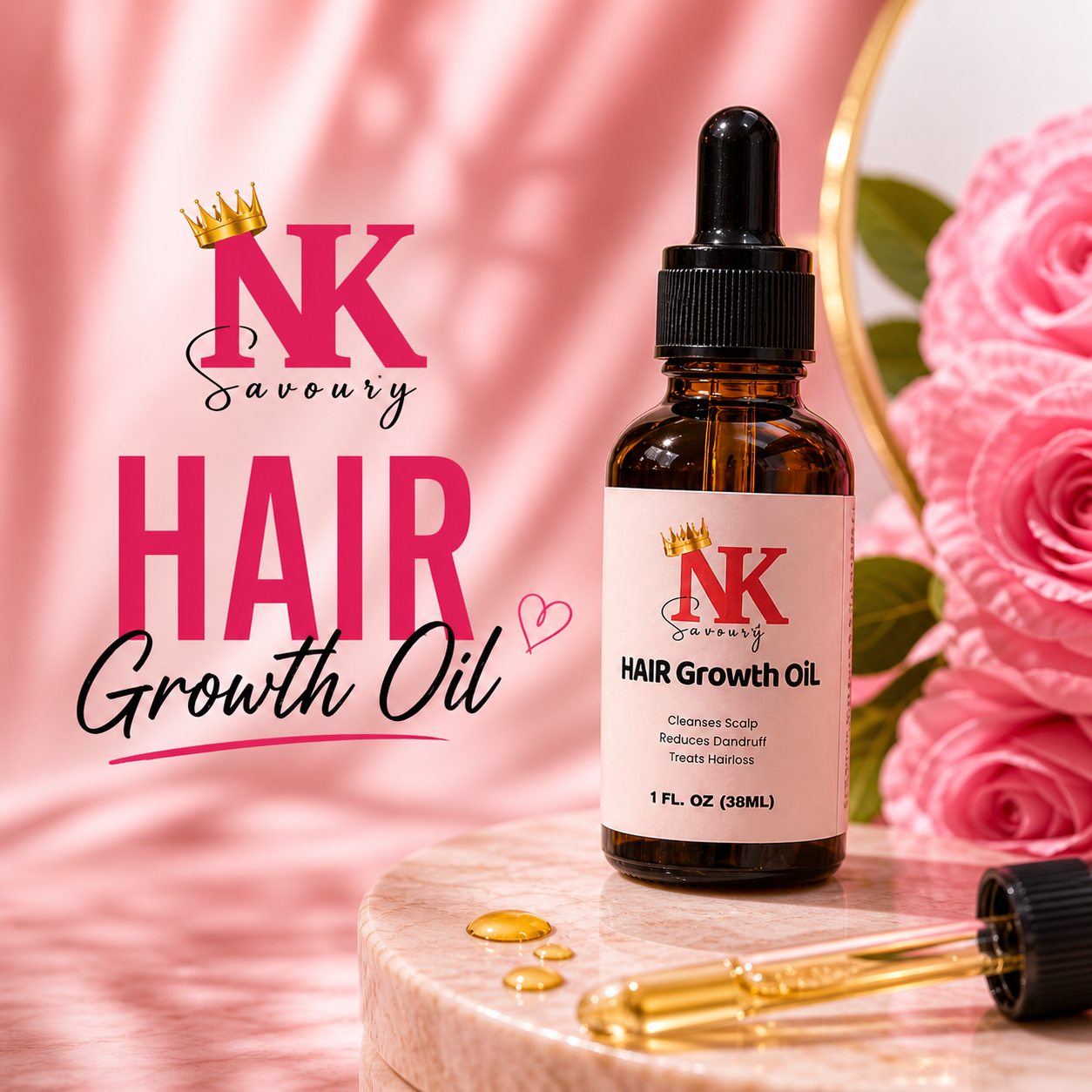 NK Savoury Hair Growth Oil (38ml) – Nourishing Scalp Oil for Stronger, Thicker, Healthier Hair