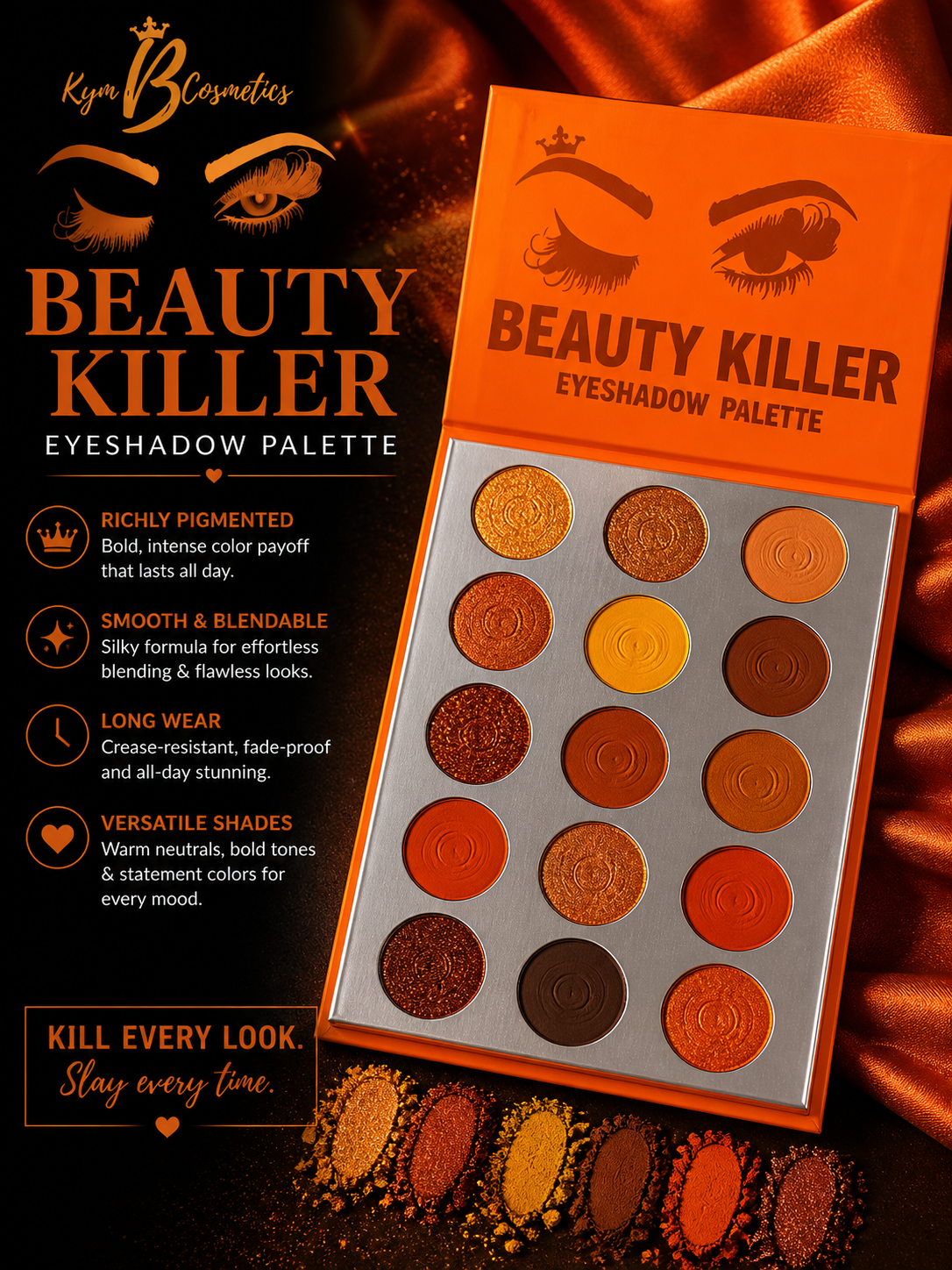 Beauty Killer Eyeshadow Palette – Highly Pigmented, Blendable & Long-Wear | Kym B Cosmetics