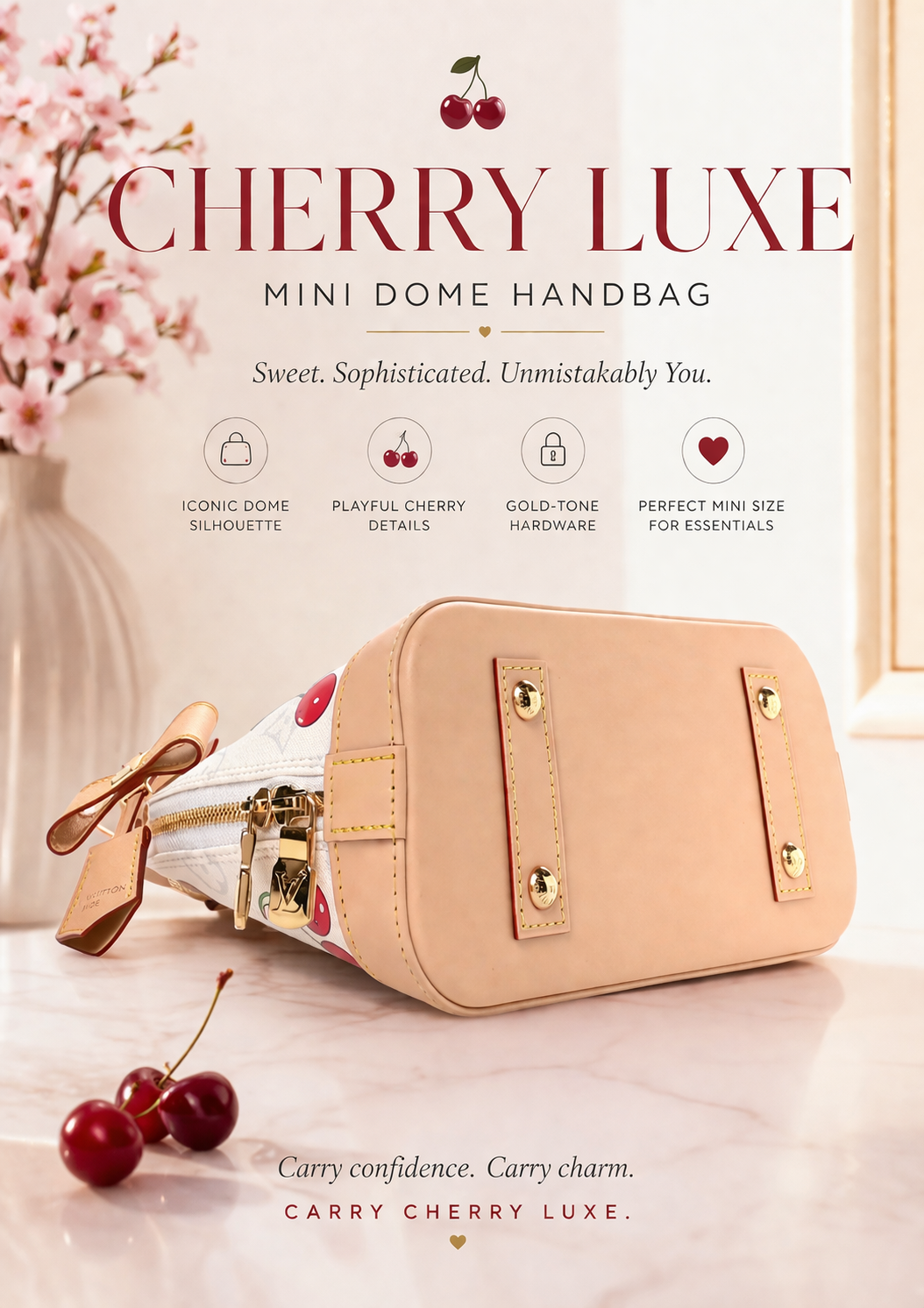 Cherry Luxe Mini Dome Handbag 🍒✨