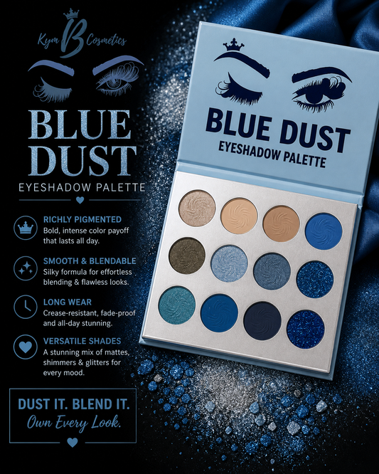 Blue Dust Eyeshadow Palette – Highly Pigmented, Blendable & Long-Wear | Kym B Cosmetics