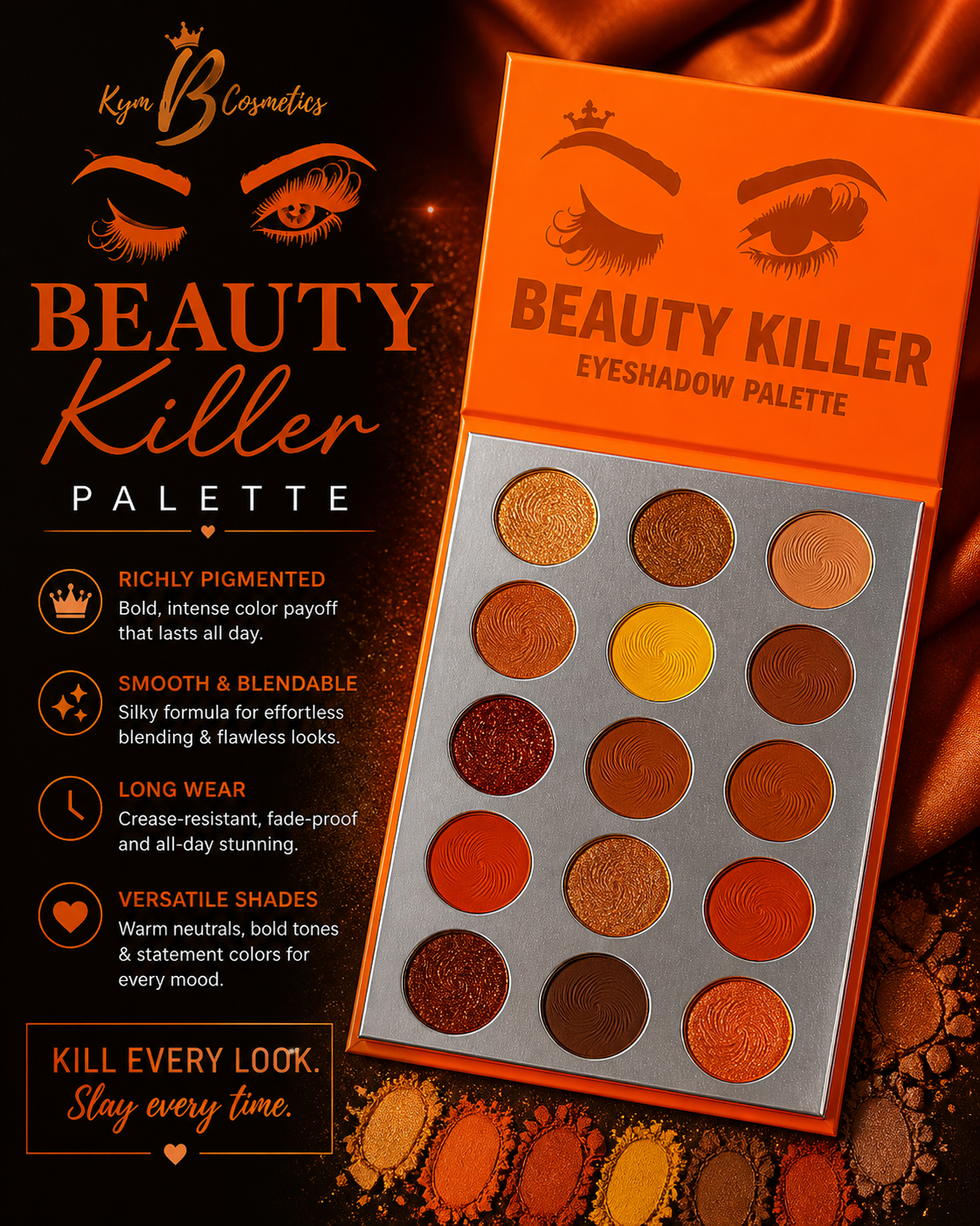 Beauty Killer Eyeshadow Palette – Highly Pigmented, Blendable & Long-Wear | Kym B Cosmetics
