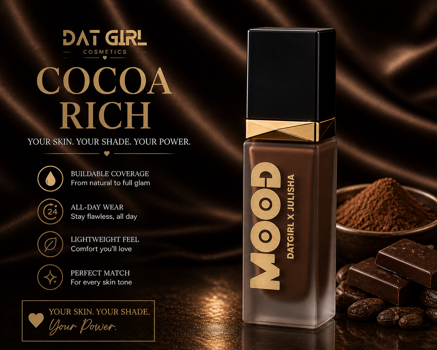 Coffee Goddess Foundation – Full Coverage, Lightweight & Long-Wear | Dat Girl Cosmetics
