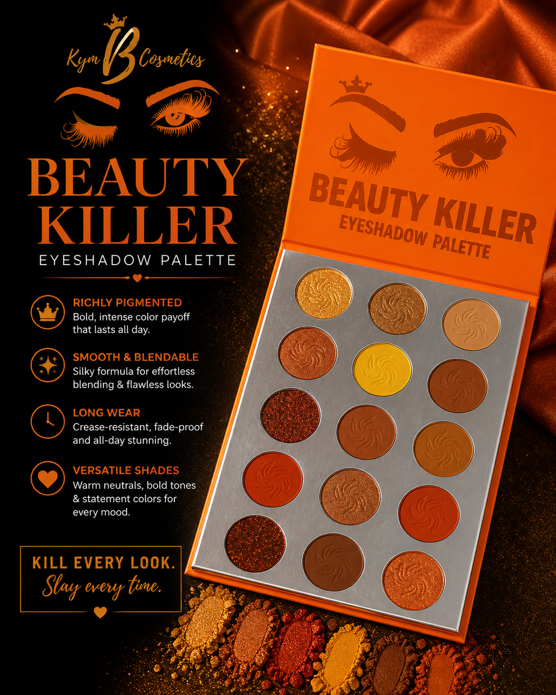 Beauty Killer Eyeshadow Palette – Highly Pigmented, Blendable & Long-Wear | Kym B Cosmetics
