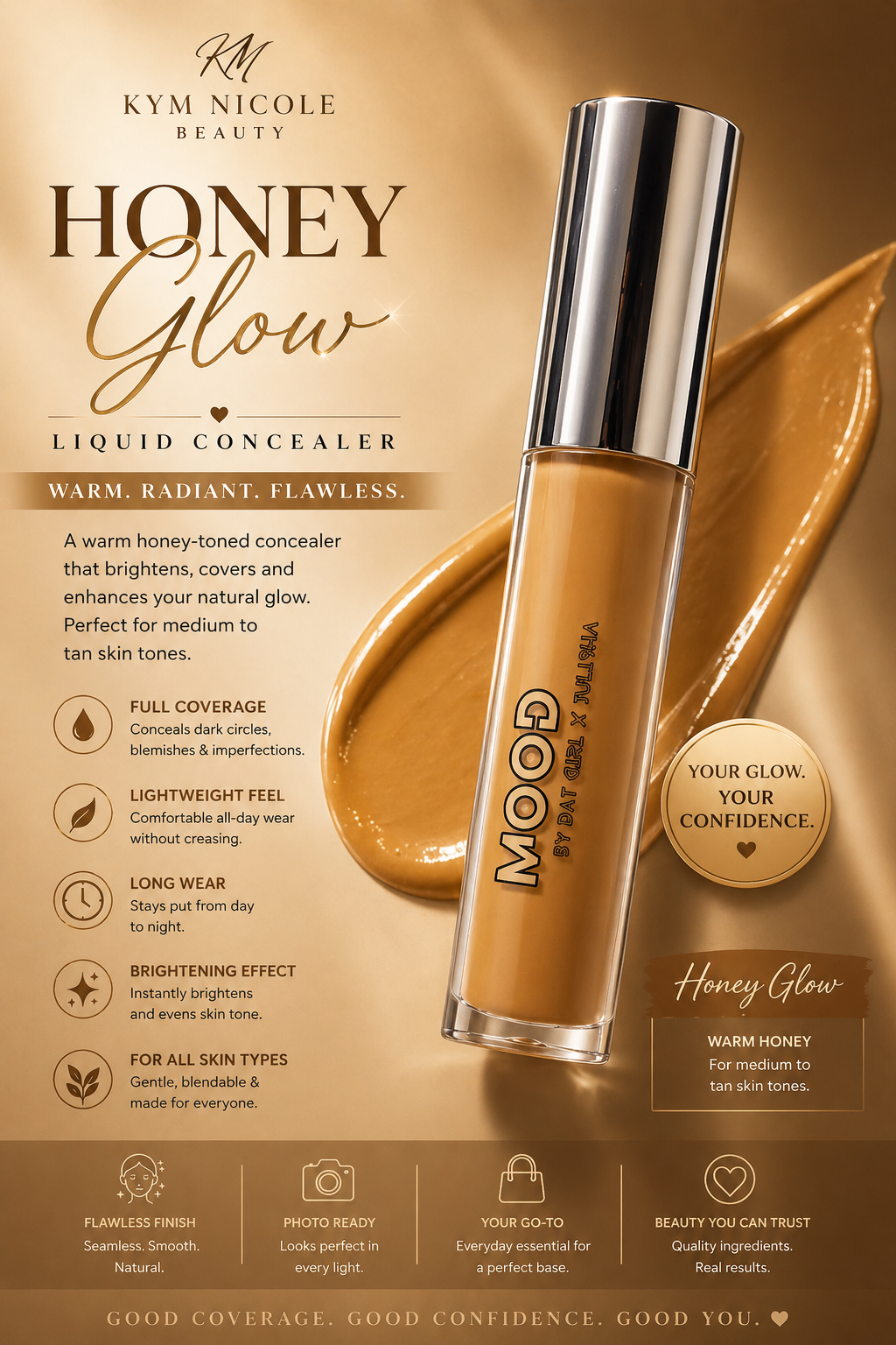 Kym Nicole Liquid Concealer – Full Coverage Brightening & Smooth Finish Concealer