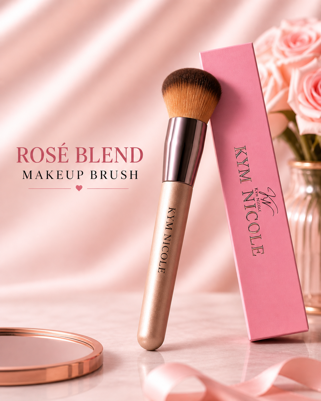 Kym Nicole Rosé Blend Makeup Brush – Ultra Soft Flawless Foundation & Blending Brush
