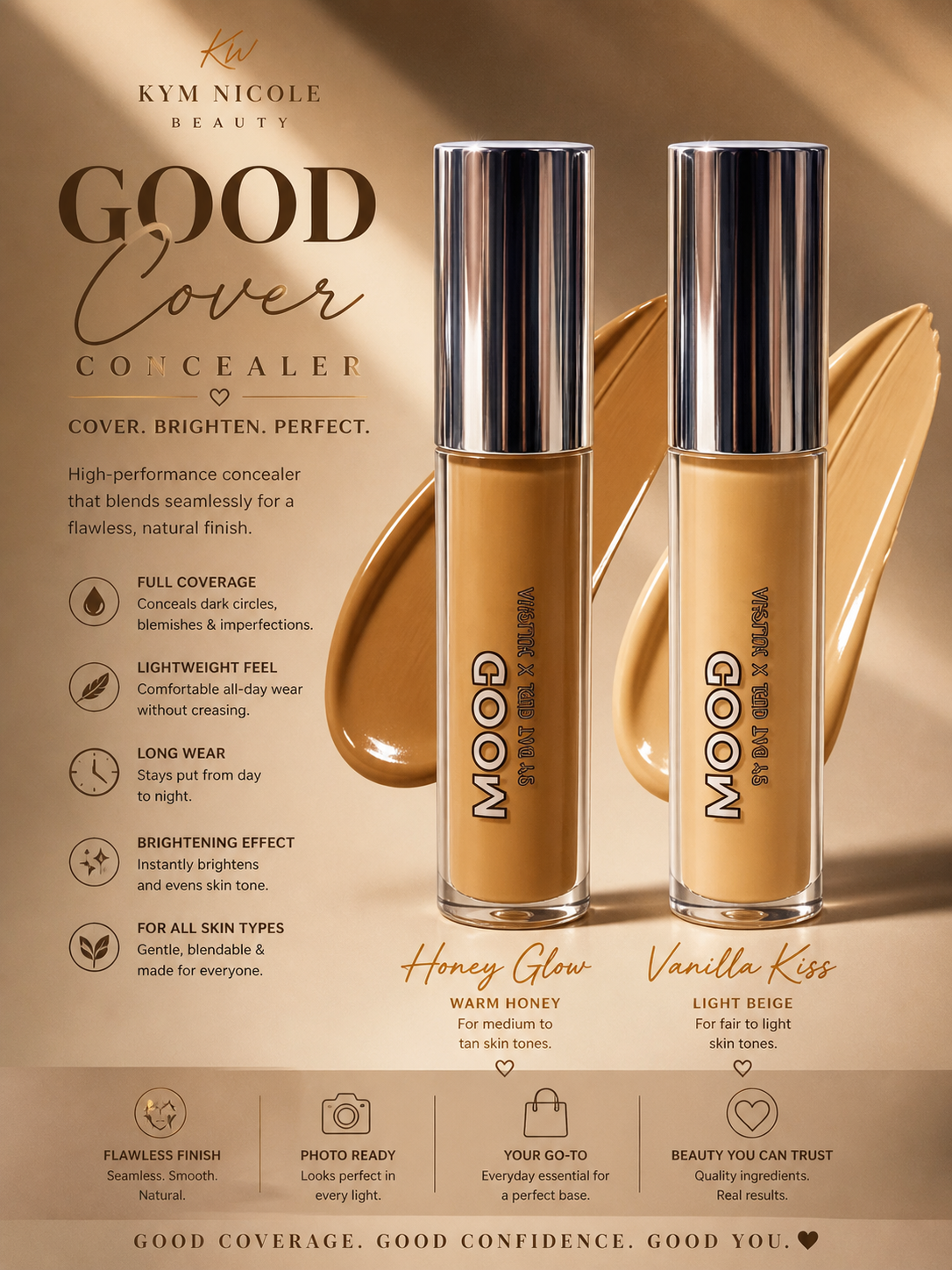 Kym Nicole Liquid Concealer – Full Coverage Brightening & Smooth Finish Concealer