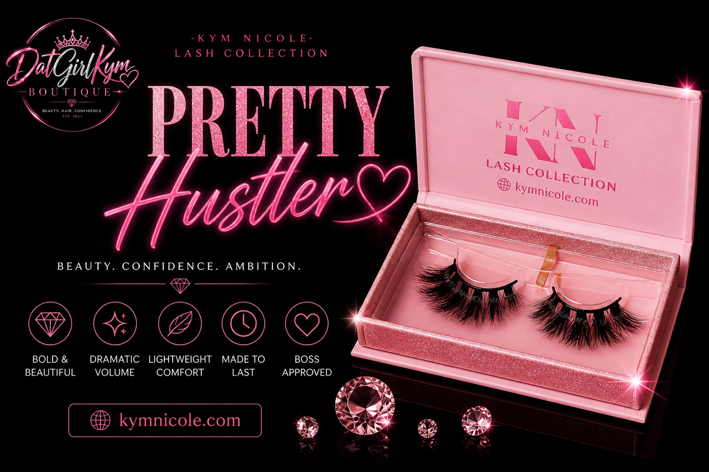 Pretty Hustler Lashes – Luxury Dramatic Faux Mink Lashes