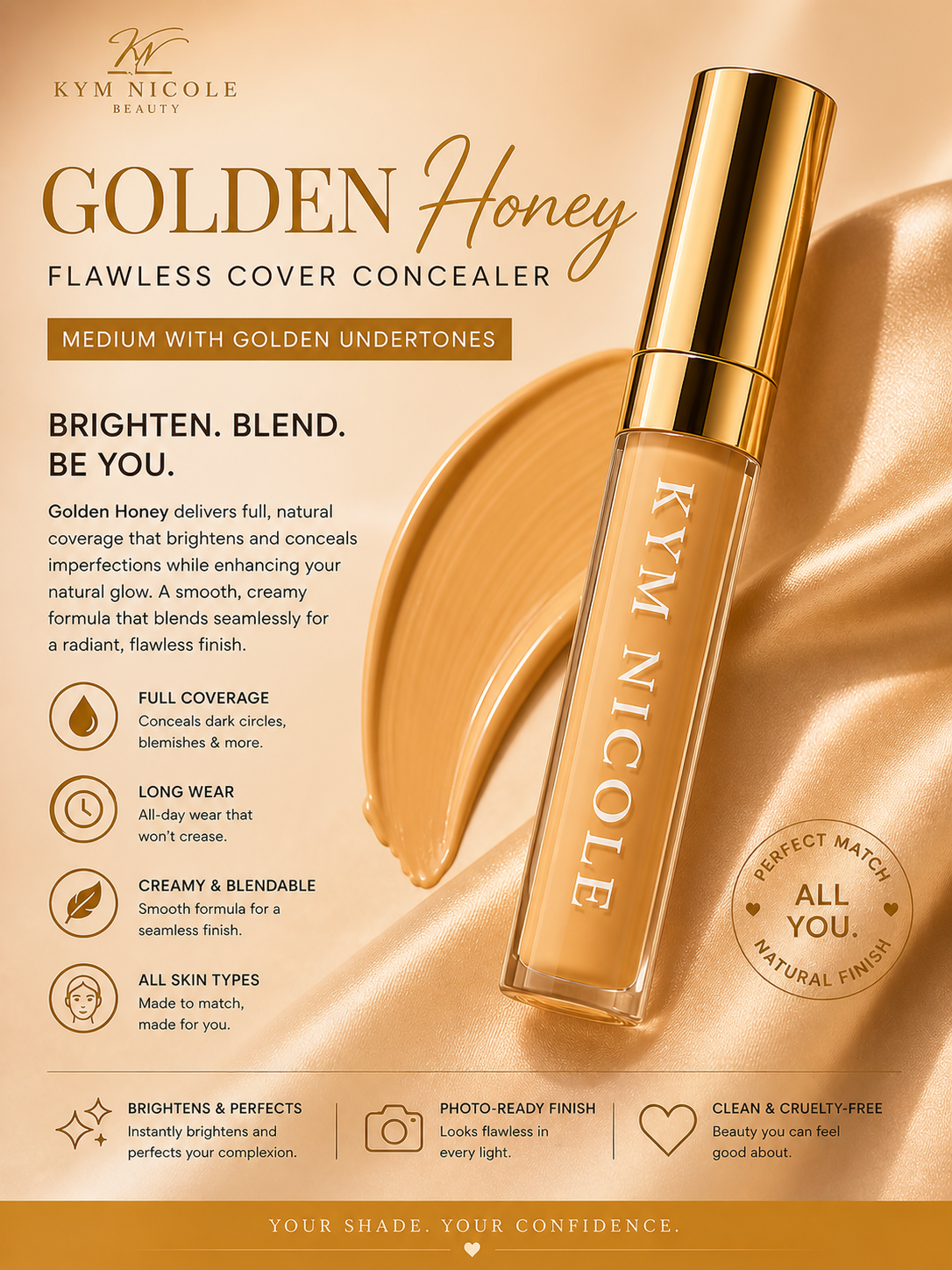 Flawless Cover Concealer – Full Coverage, Long-Wear & Blendable | Kym Nicole Beauty