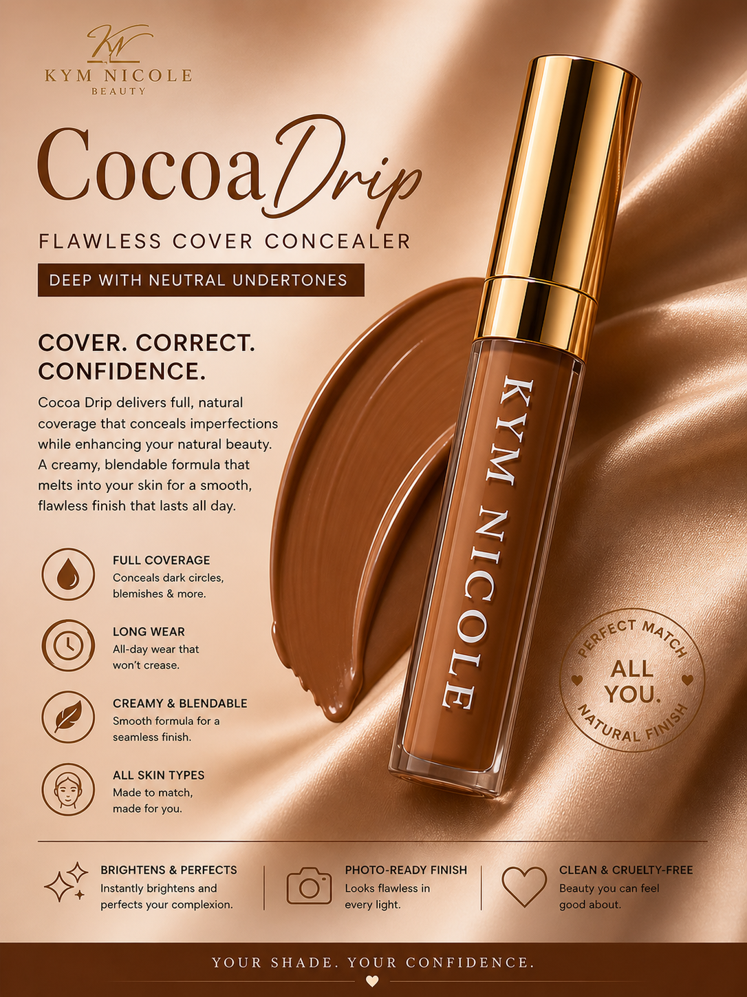 Flawless Cover Concealer – Full Coverage, Long-Wear & Blendable | Kym Nicole Beauty