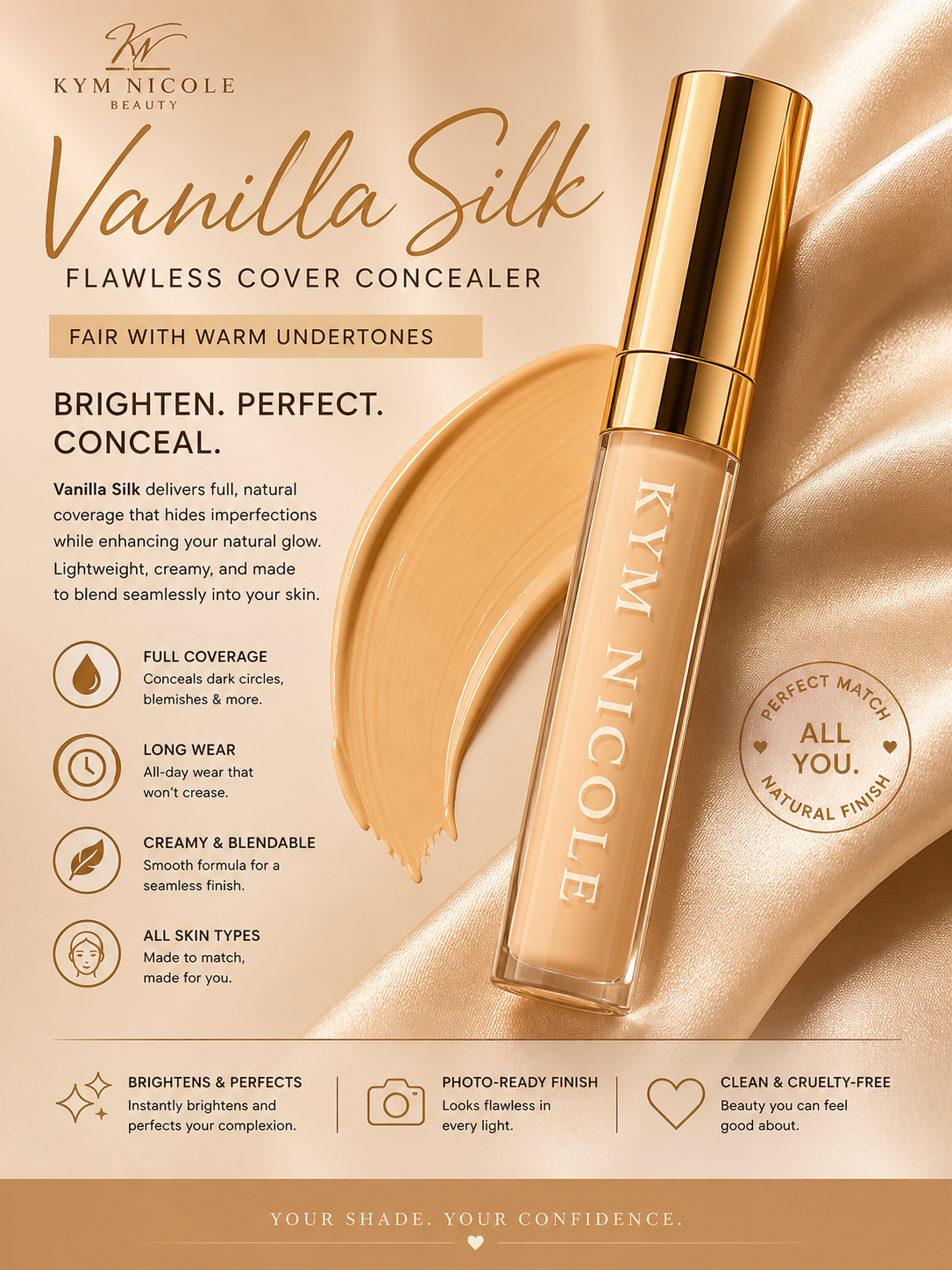 Flawless Cover Concealer – Full Coverage, Long-Wear & Blendable | Kym Nicole Beauty