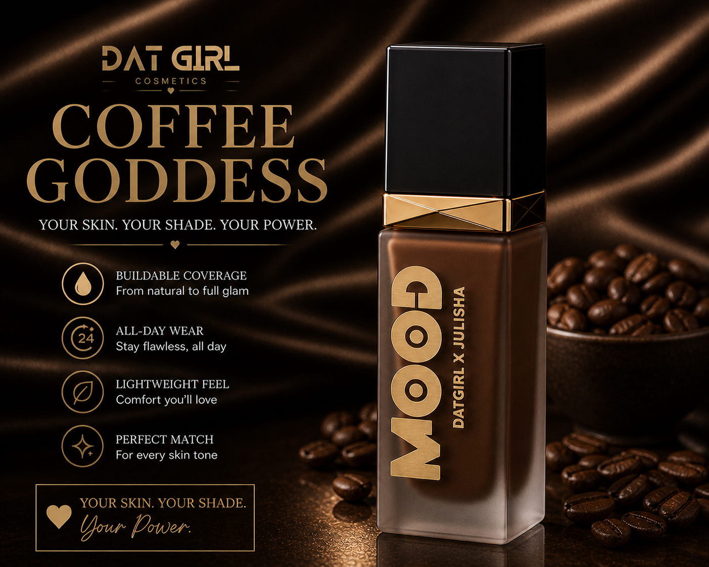 Coffee Goddess Foundation – Full Coverage, Lightweight & Long-Wear | Dat Girl Cosmetics