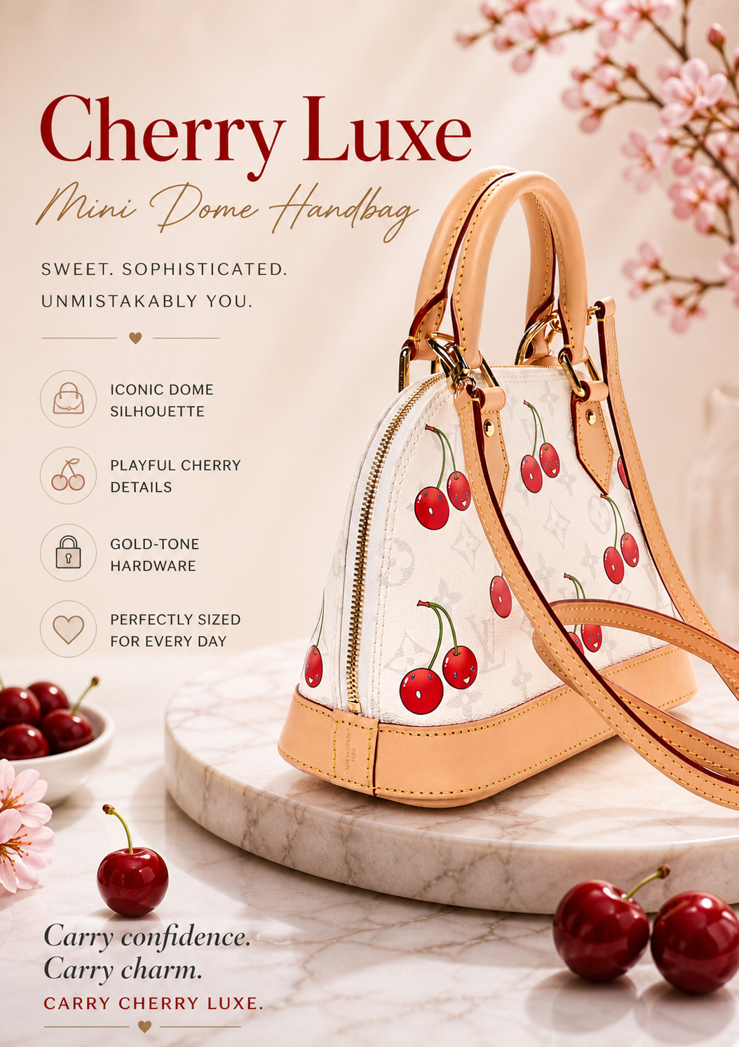 Cherry Luxe Mini Dome Handbag 🍒✨