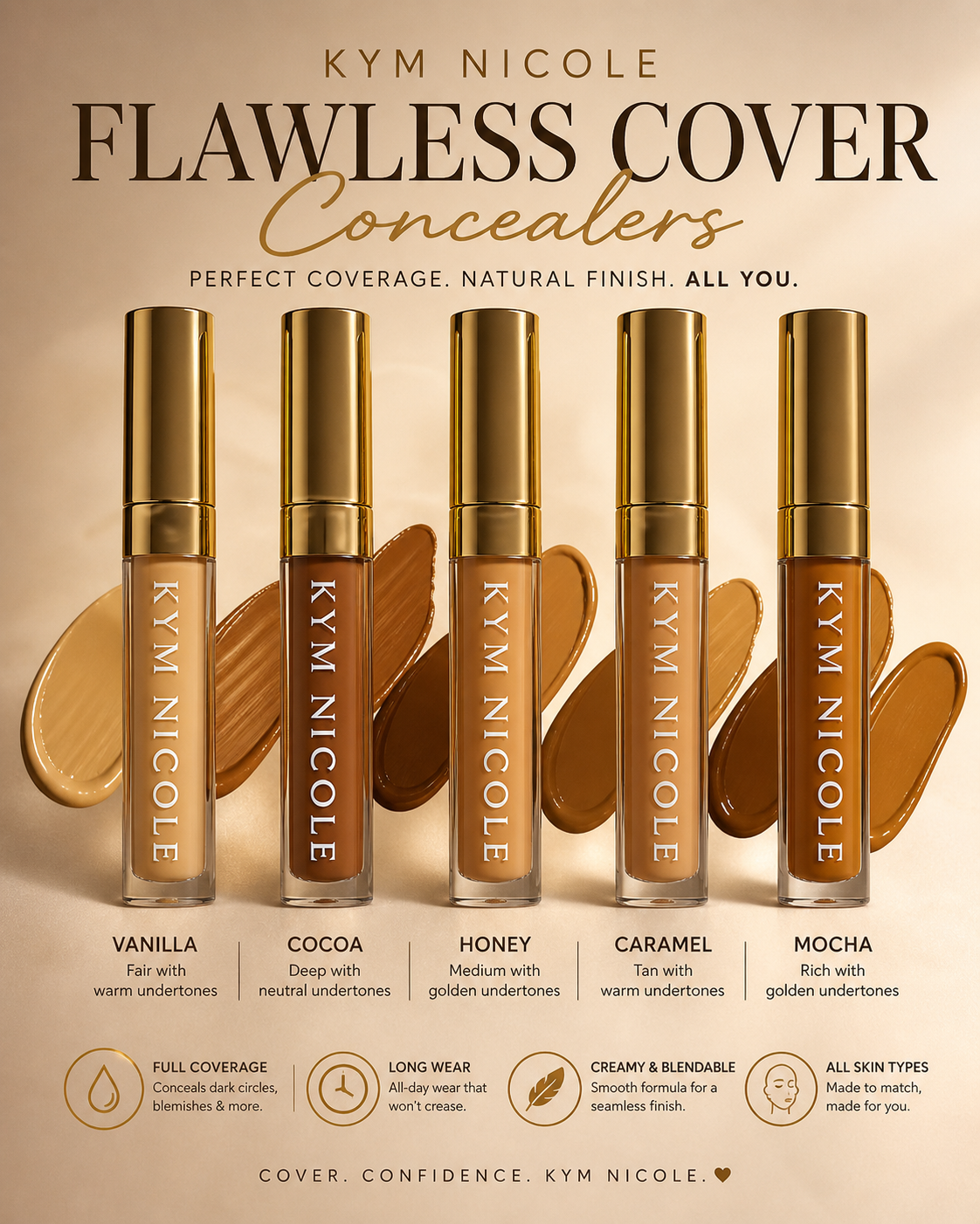 Flawless Cover Concealer – Full Coverage, Long-Wear & Blendable | Kym Nicole Beauty
