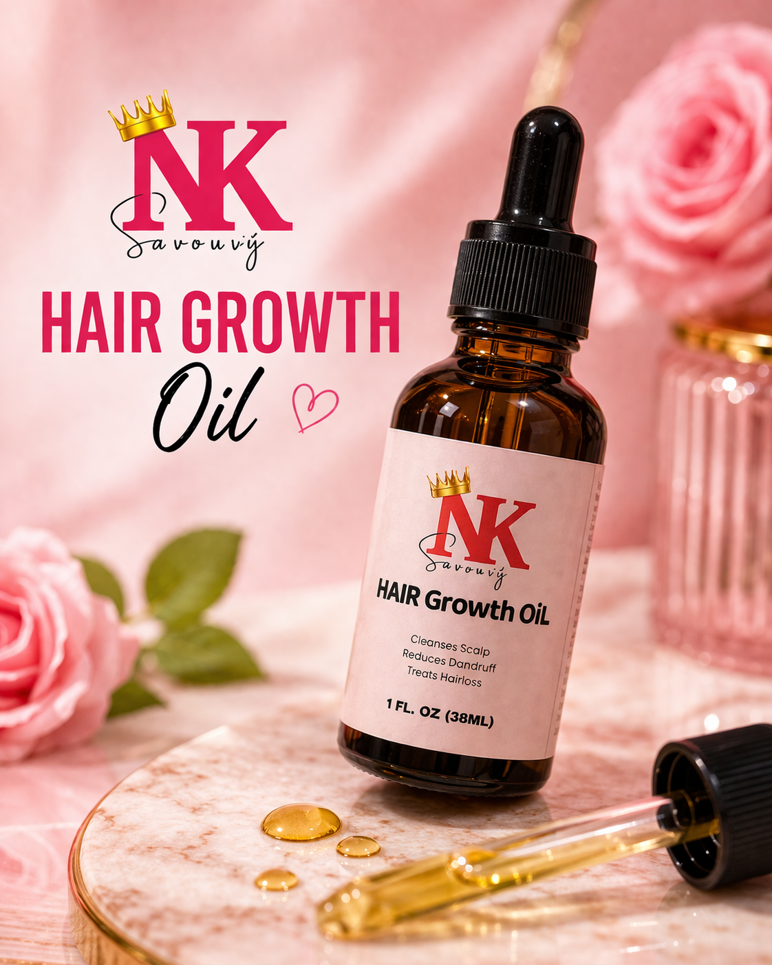 NK Savoury Hair Growth Oil (38ml) – Nourishing Scalp Oil for Stronger, Thicker, Healthier Hair