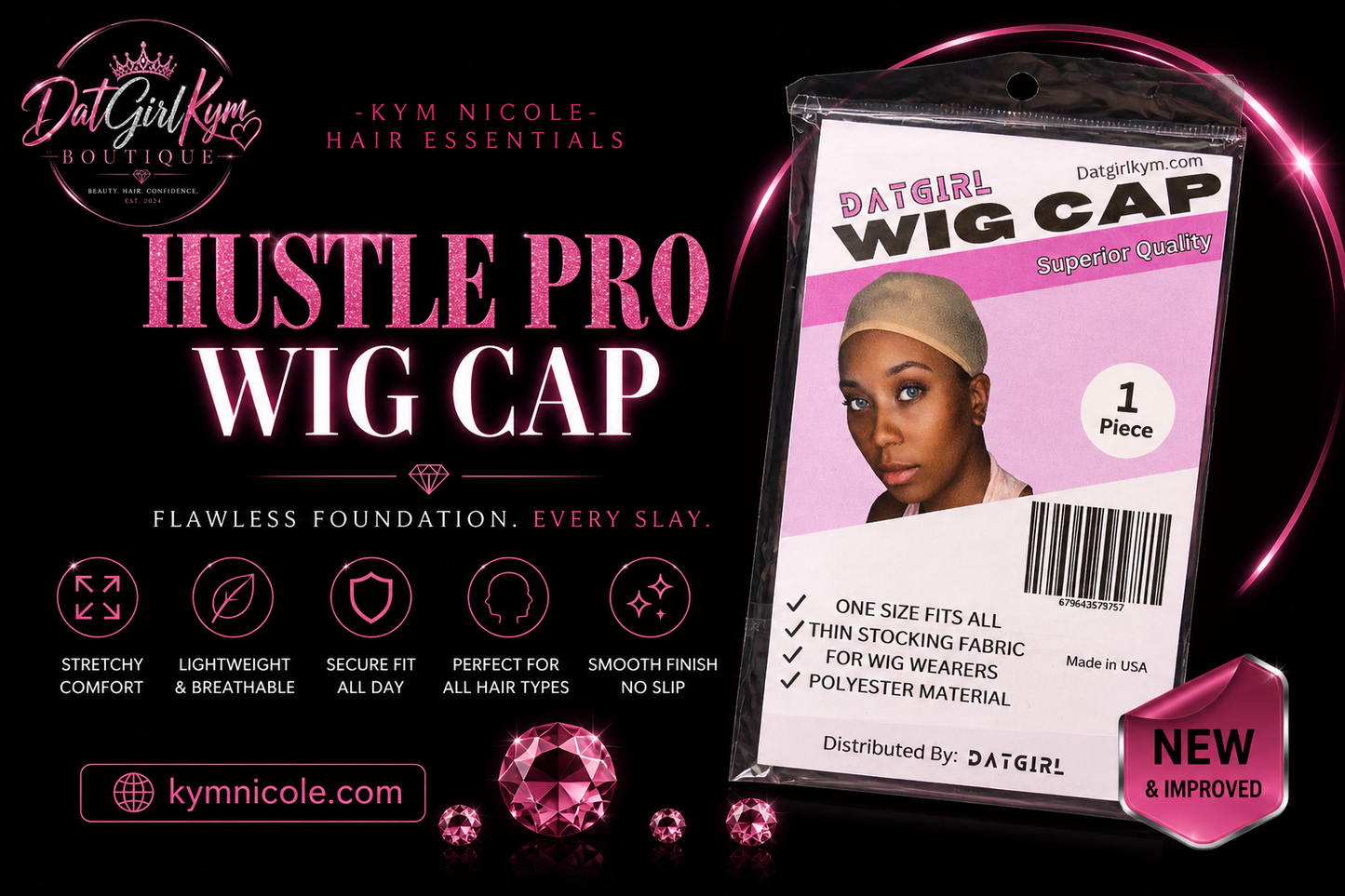 Luxe Hold Wig Cap (1 Pack) – Stretchy, Breathable & Secure Fit | DatGirlKym
