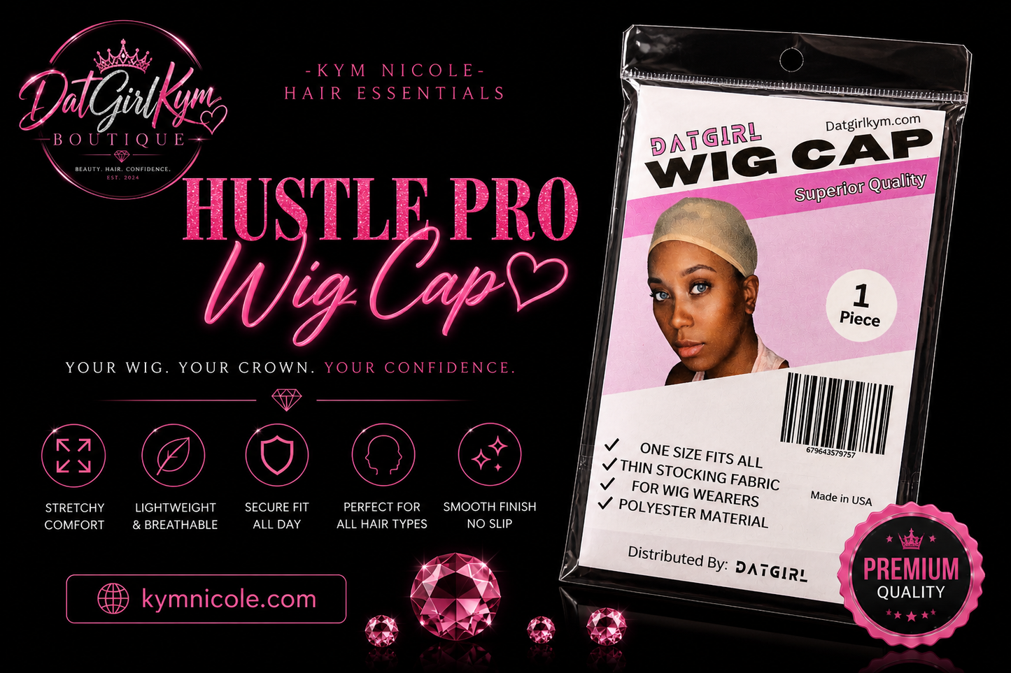 Luxe Hold Wig Cap (1 Pack) – Stretchy, Breathable & Secure Fit | DatGirlKym